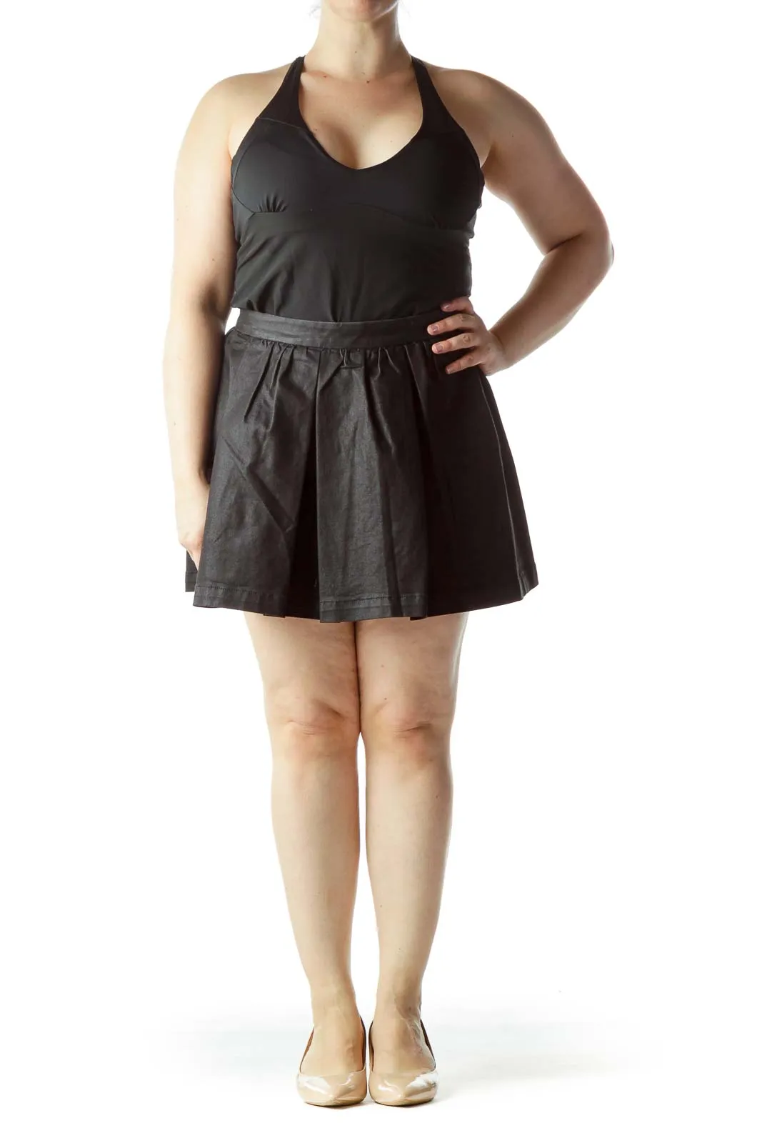 Black Pleated Mini Skirt