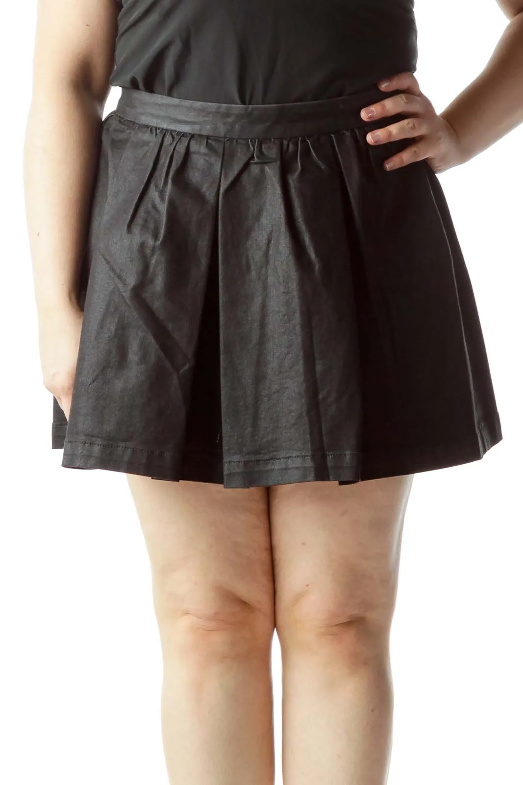 Black Pleated Mini Skirt