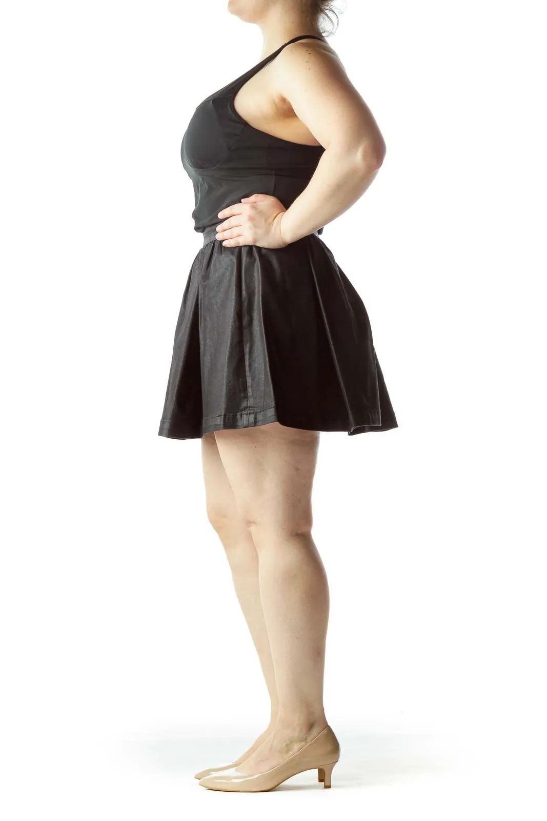 Black Pleated Mini Skirt