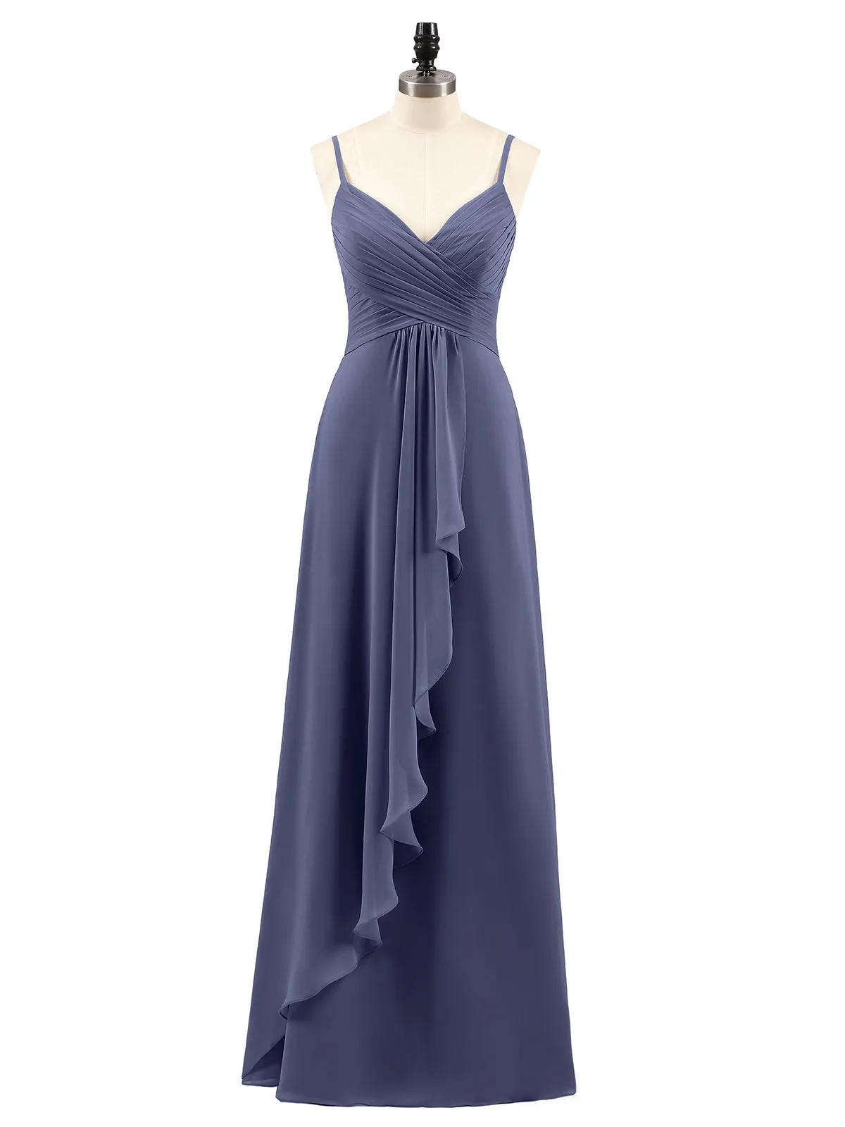 Chiffon Bridesmaid Dresses with Cascade Skirt-Stormy Plus Size