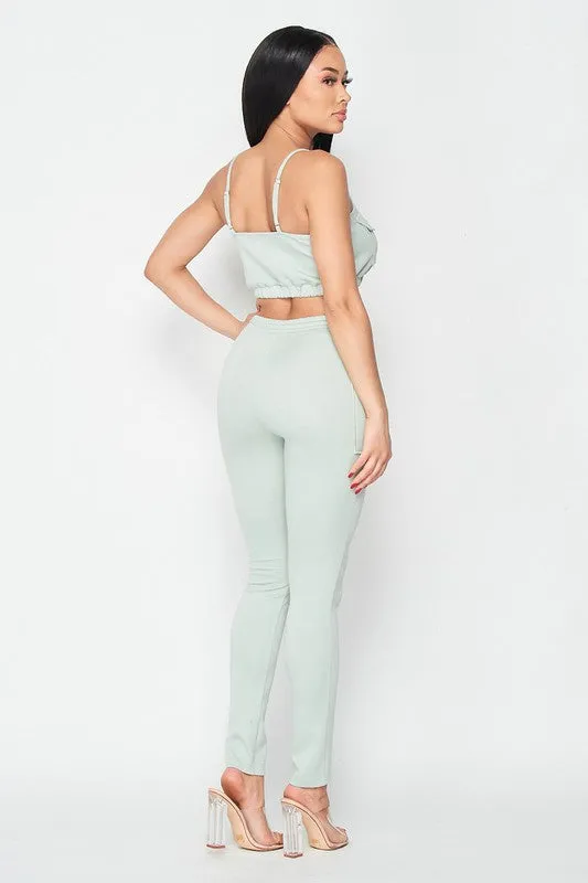 CROPPED CAMI AND JOGGERS SET WITH POCKET DETAILS