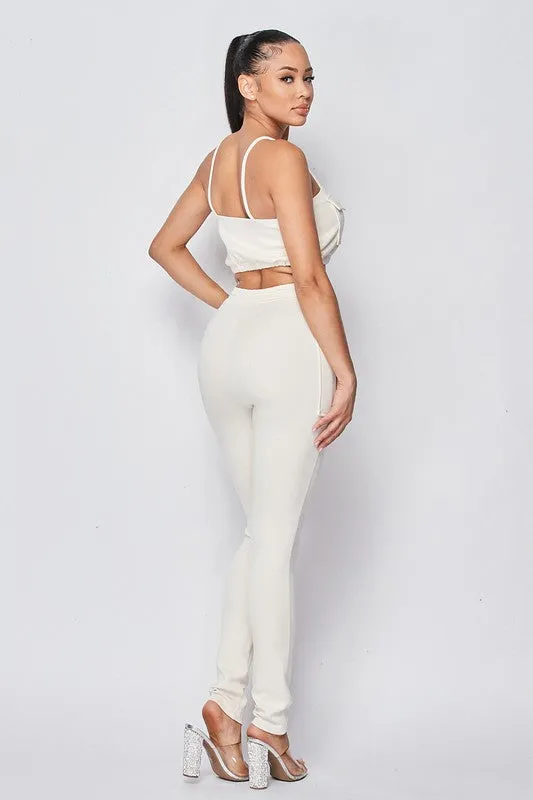 CROPPED CAMI AND JOGGERS SET WITH POCKET DETAILS