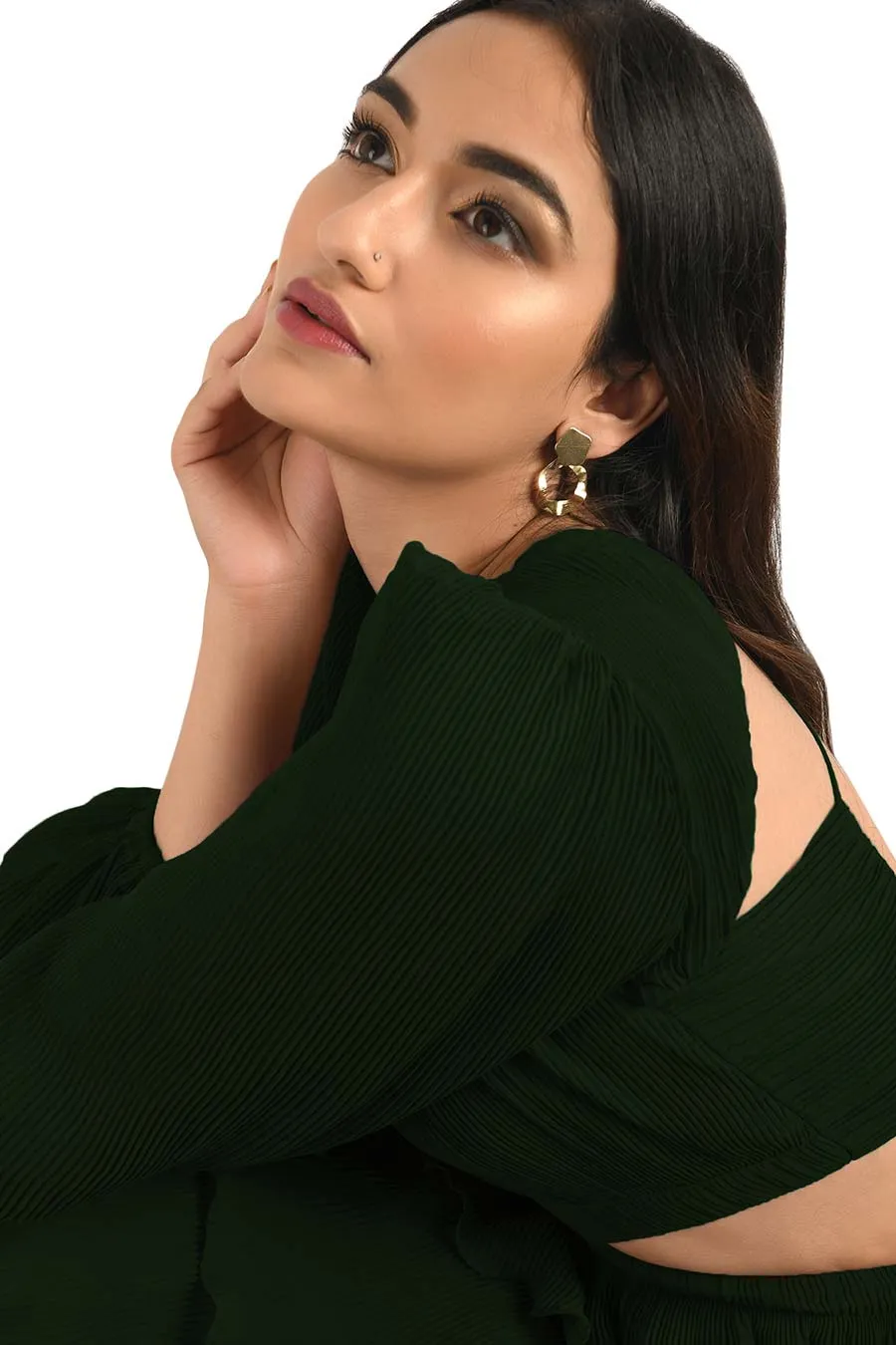 Green Pleated Maxi Dress