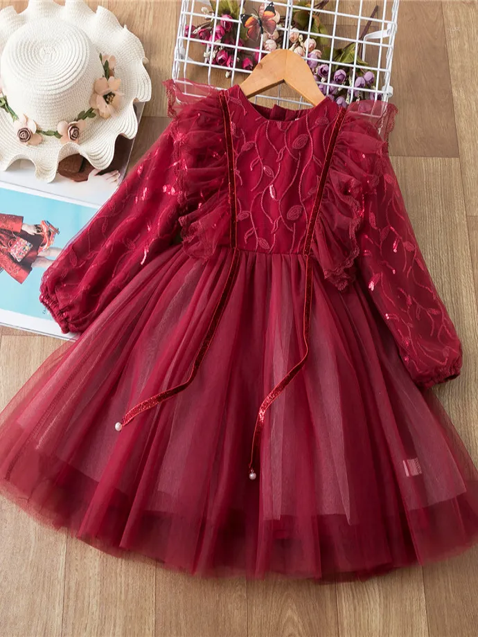 Holly Jolly Leaf Sequined Party Dress