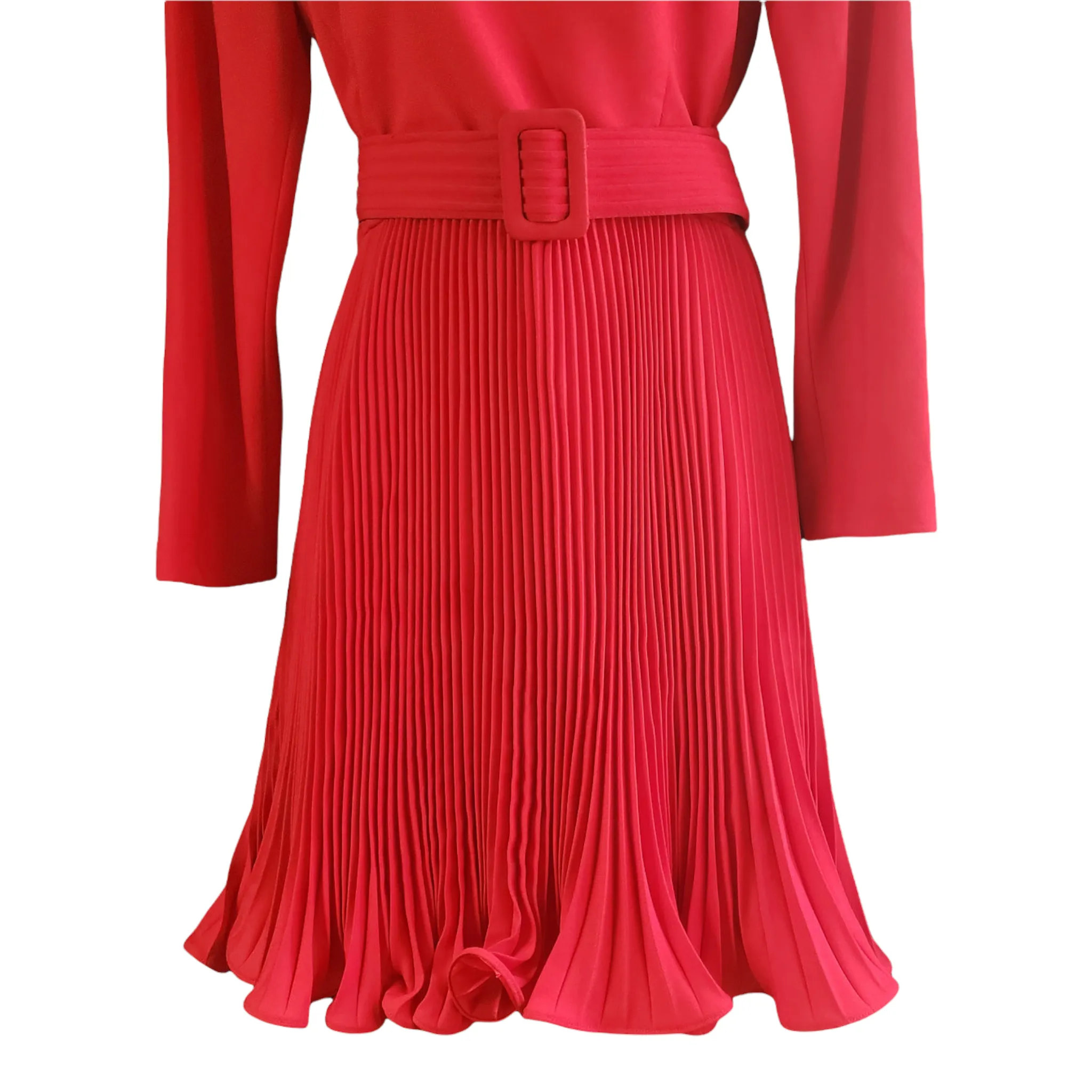 Scaasi Bergdorf Goodman Red Pleated Dress Size S