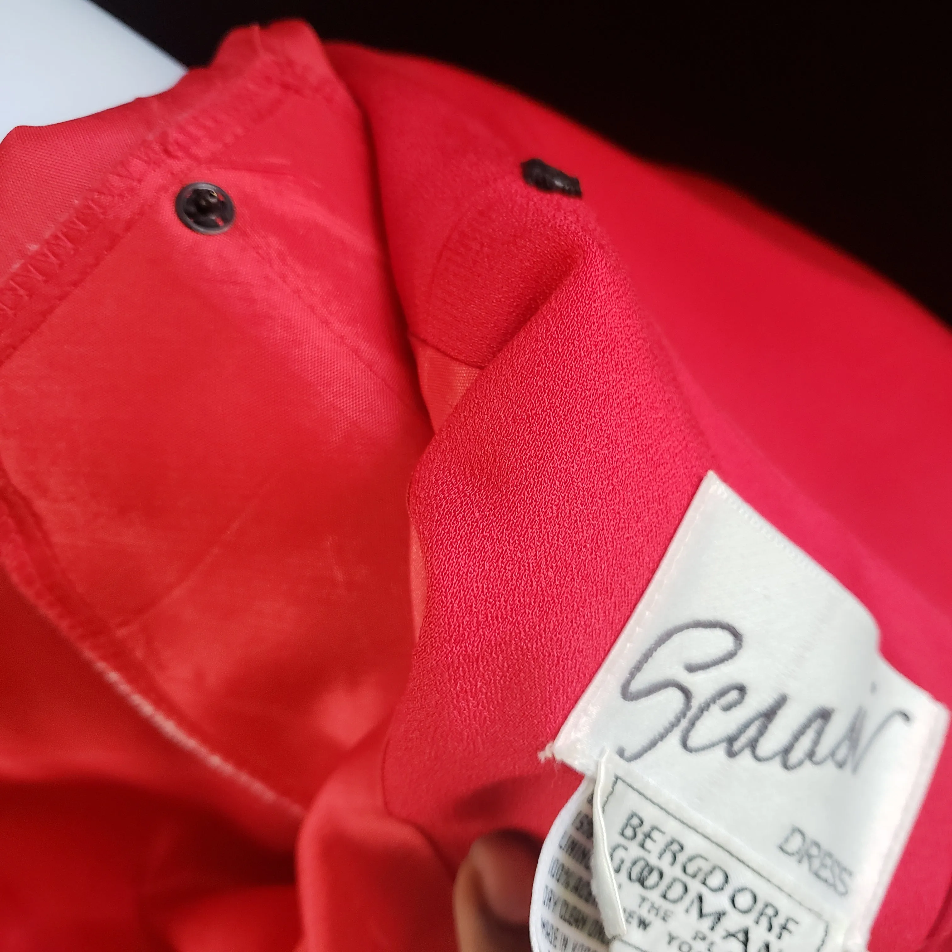Scaasi Bergdorf Goodman Red Pleated Dress Size S