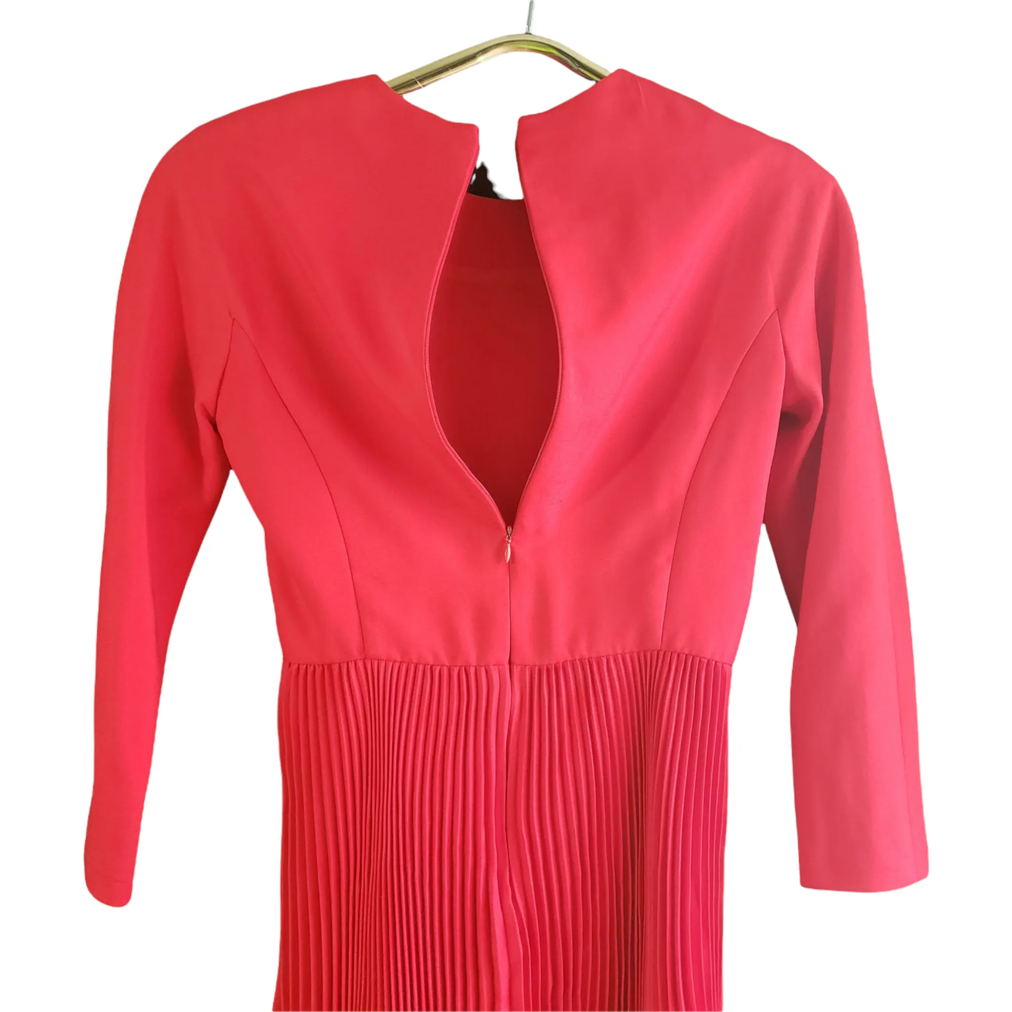 Scaasi Bergdorf Goodman Red Pleated Dress Size S