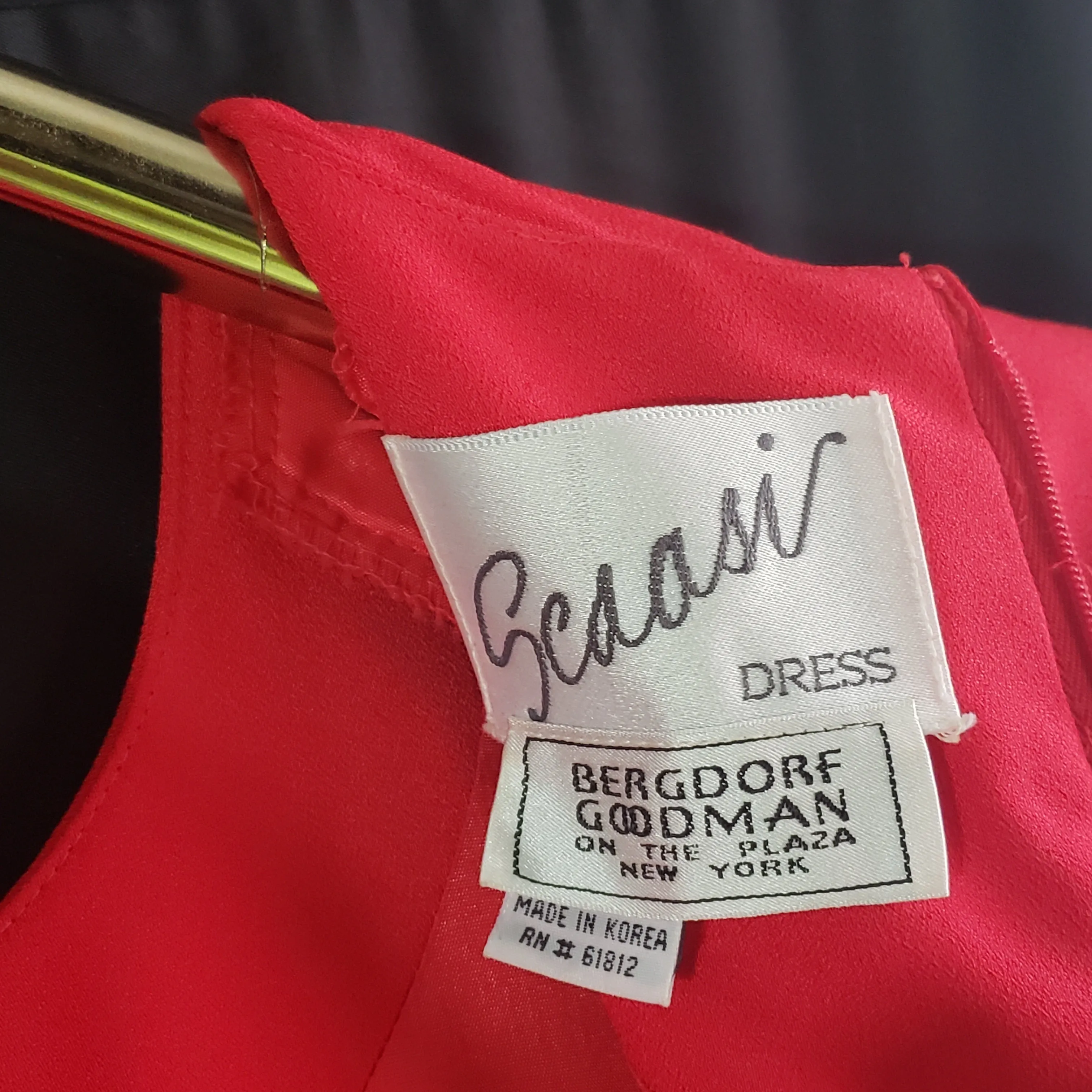 Scaasi Bergdorf Goodman Red Pleated Dress Size S
