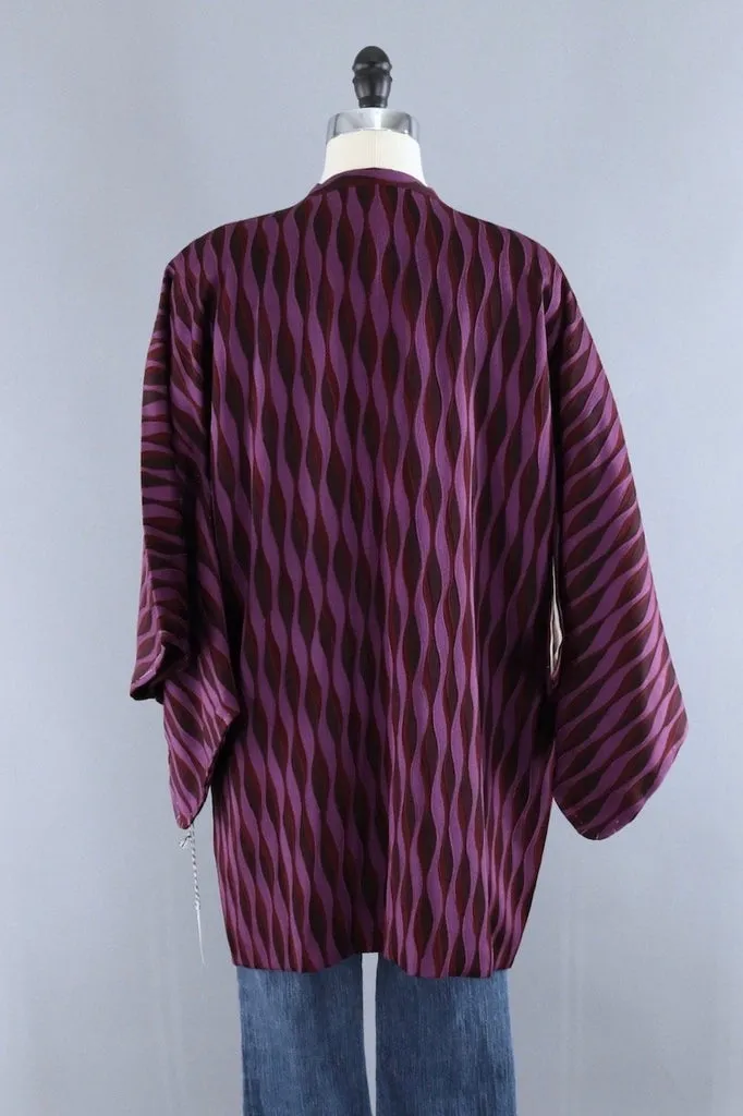 Vintage Silk Kimono Jacket / Purple Waves