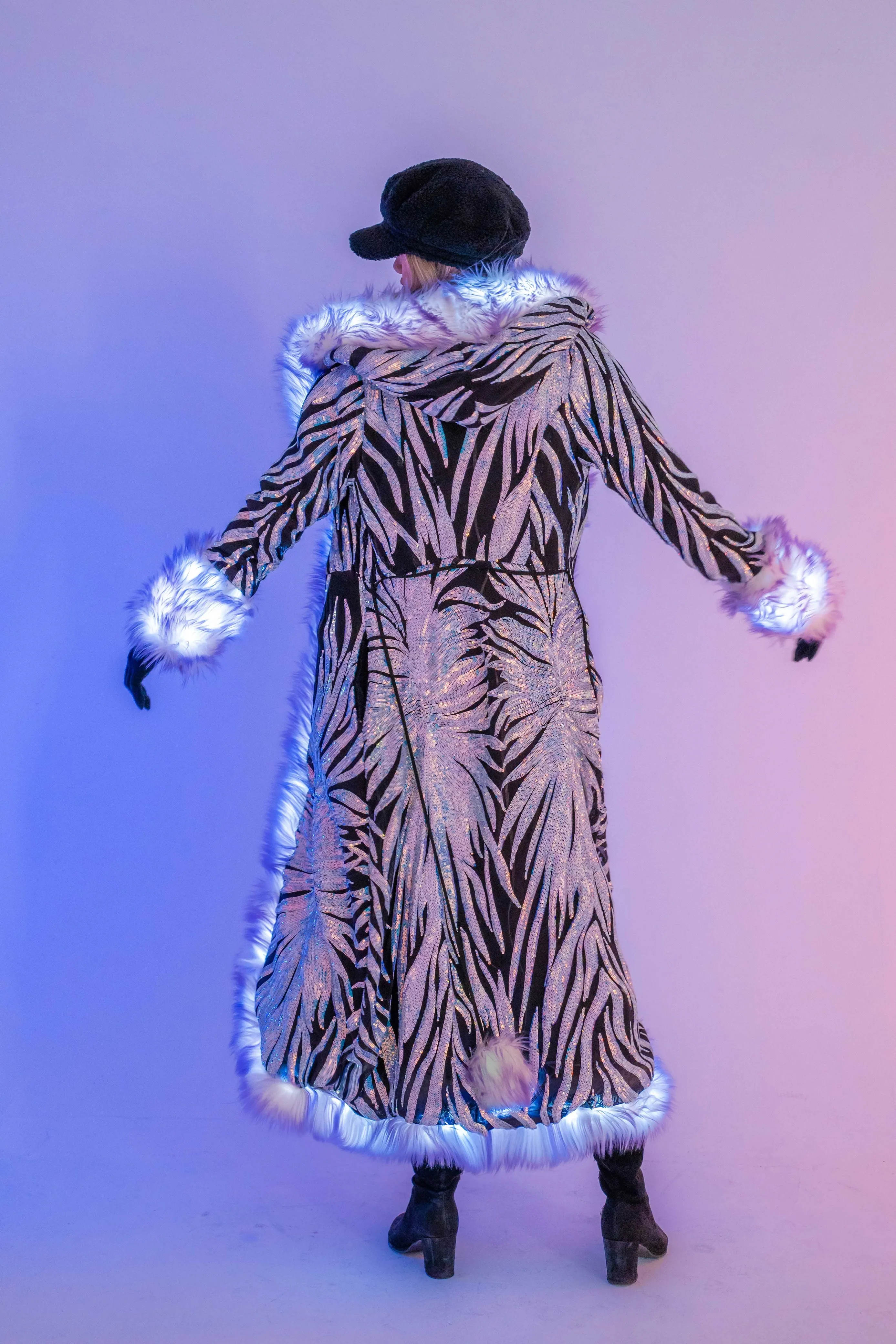 Women's LED Sequin Temptress Coat in "Black Lilac"